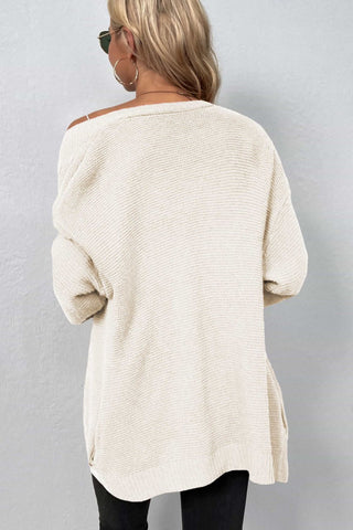 Cable-Knit Open Front Cardigan with Pockets Divacious