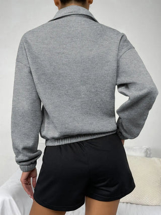 Half-Zip Dropped Shoulder Sweatshirt Divacious