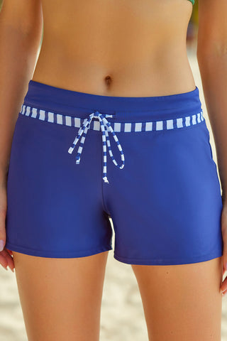 Full Size Run Contrast Drawstring Swim Bottoms Divacious