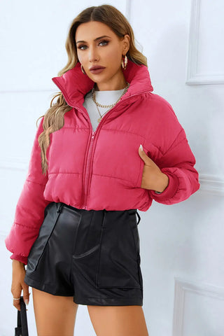 Zip-Up Winter Coat with Pockets Divacious