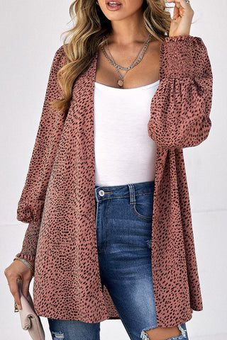 Leopard Print Balloon Sleeve Cardigan Divacious