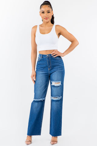 High Waist Distressed Wide Leg Jeans Divacious