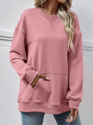 Round Neck Long Sleeve Sweatshirt Divacious