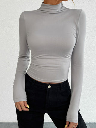 Mock Neck Long Sleeve T-Shirt Divacious