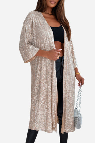 Sequin Open Front Duster Cardigan Divacious