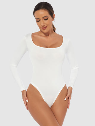 Full Size Scoop Neck Long Sleeve Bodysuit Divacious