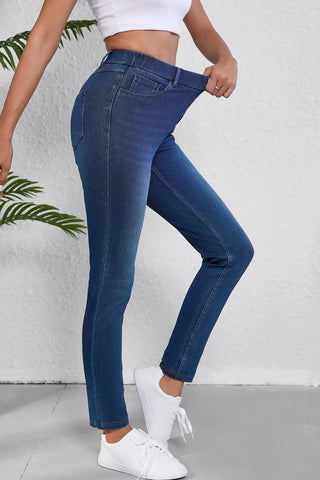 High Waist Skinny Jeans with Pockets Divacious