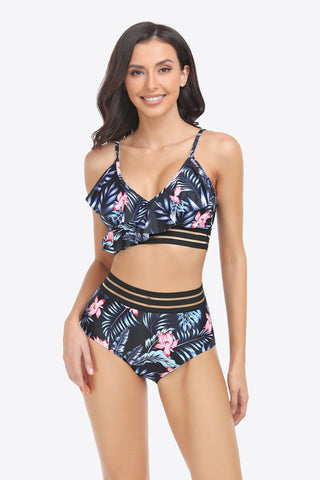 Ruffled Plunge Bikini Set Divacious