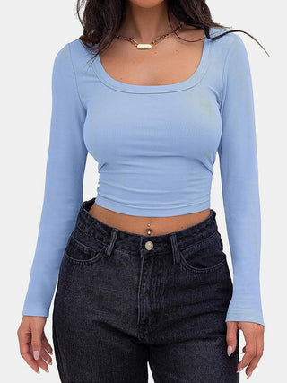 Scoop Neck Long Sleeve T-Shirt Divacious