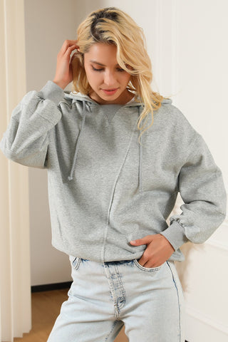 Drawstring Long Sleeve Hoodie Divacious