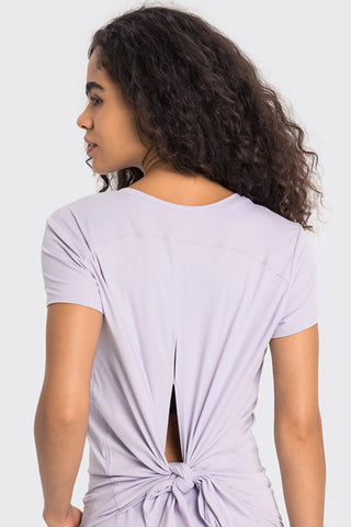 Millennia Tie Back Short Sleeve Sports Tee Trendsi