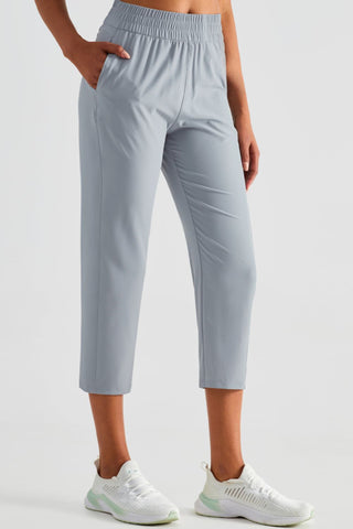 Elastic Waist Cropped Sports Pants Trendsi