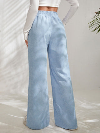 Slit Pocketed High Waist Wide Leg Pants Divacious