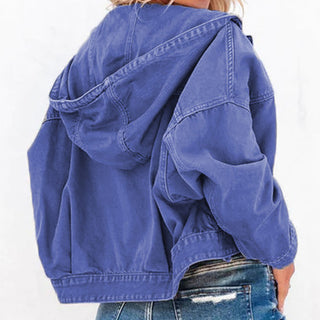 Hooded Dropped Shoulder Denim Jacket Divacious