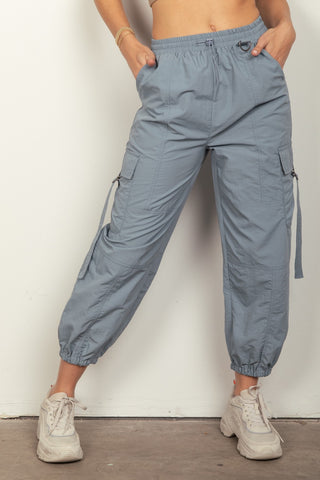 Elastic Waist Woven Cargo Pants Divacious