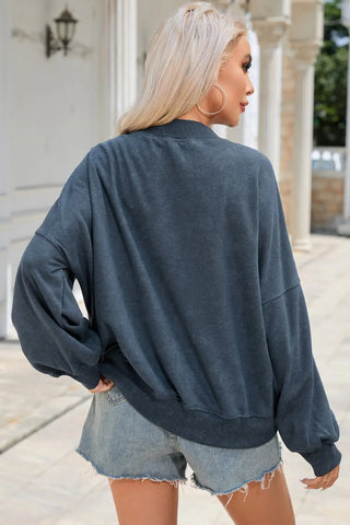 Round Neck Dropped Shoulder Sweatshirt Divacious