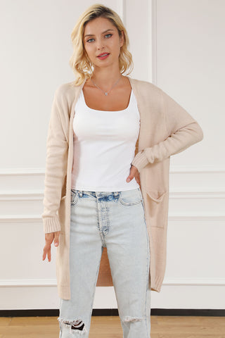 Pocketed Long Sleeve Cardigan Divacious