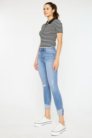 Kancan Distressed Cat's Whiskers Button Fly Jeans Divacious