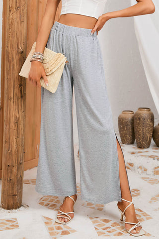 Slit Elastic Waist Pants Divacious