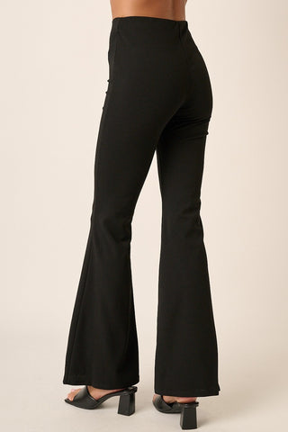 Mittoshop Crepe Knit Elastic Waist Flare Leg Pants - Divacious