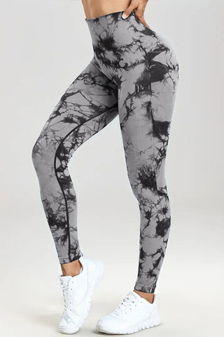 Printed High Waist Active Pants Trendsi