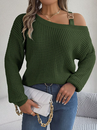 Asymmetrical Neck Long Sleeve Sweater Divacious