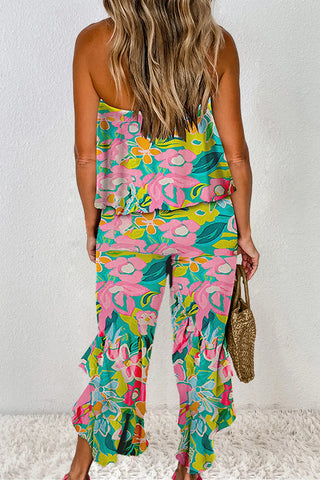 Ruffled Printed Tube Jumpsuit Divacious