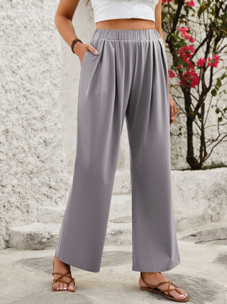 Elastic Waist Wide Leg Pants - Divacious