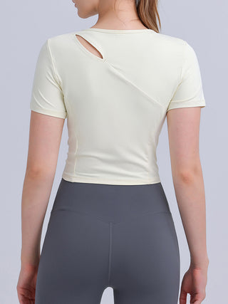 Round Neck Short Sleeve Active Top Trendsi