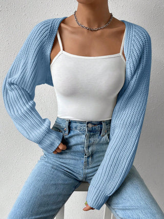 Open Front Long Sleeve Cropped Cardigan - Divacious