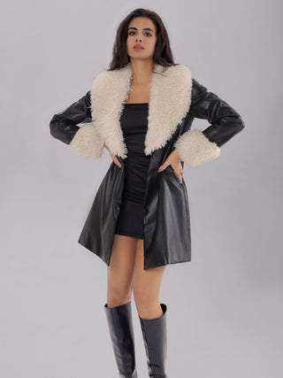 Fuzzy Long Sleeve Longline Coat - Divacious