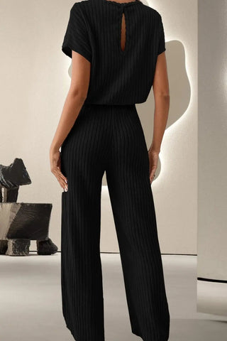 Round Neck Short Sleeve Jumpsuit Divacious