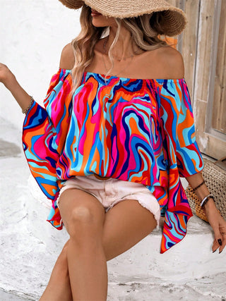 Printed Off-Shoulder Blouse Divacious