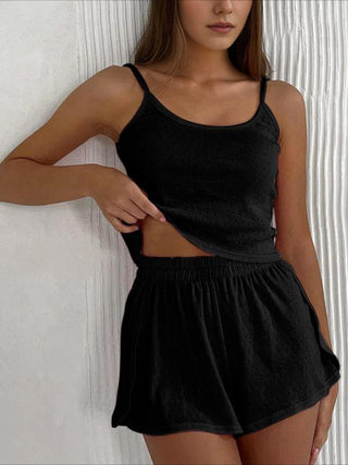 Scoop Neck Top and Elastic Waist Shorts Set Trendsi