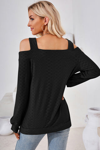 Cutout Square Neck Cold Shoulder T-Shirt Divacious