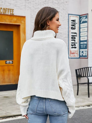 Turtle Neck Cable-Knit Sweater Divacious