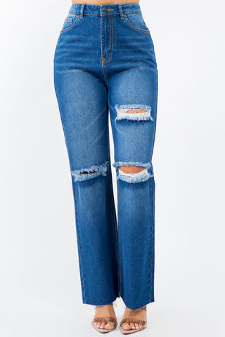 High Waist Distressed Wide Leg Jeans Divacious