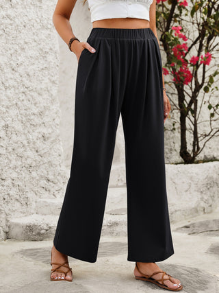 Elastic Waist Wide Leg Pants - Divacious