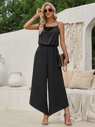 Chain Detail Asymmetrical Neck Jumpsuit Divacious