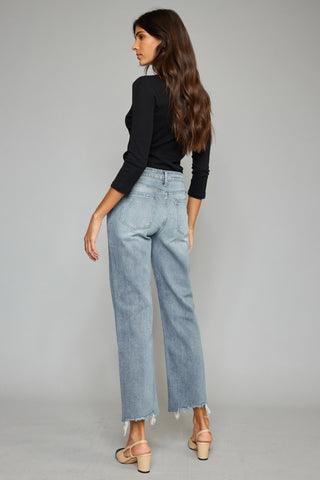 Kancan High Waist Raw Hem Cropped Wide Leg Jeans Divacious