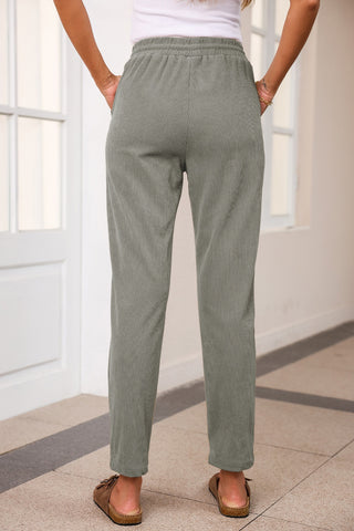 Drawstring Straight Pants with Pockets Divacious