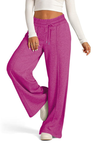 Drawstring Elastic Waist Wide Leg Pants - Divacious