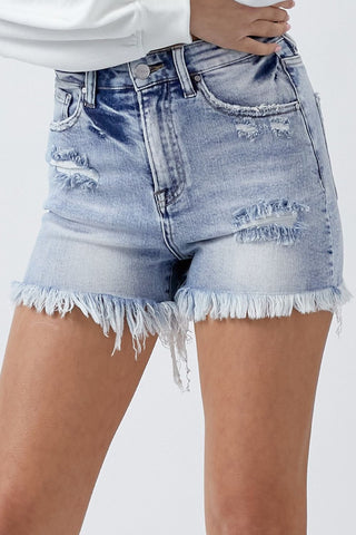 High Rise Acid Wash Denim Shorts Divacious