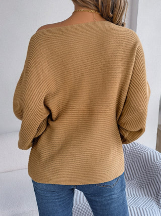 One-Shoulder Lantern Sleeve Sweater Divacious