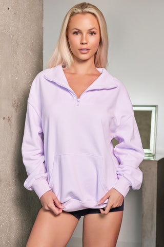 Quarter Zip Dropped Shoulder Sweatshirt Divacious