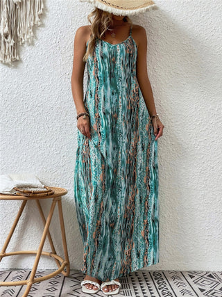 Full Size Printed Scoop Neck Maxi Cami Dress Trendsi