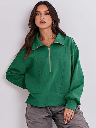 Half Zip Up Collared Sweatshirts Divacious