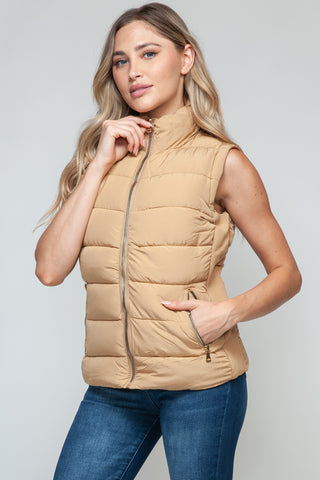 Snobbish Zip Up Turtleneck Vest with Pockets Trendsi