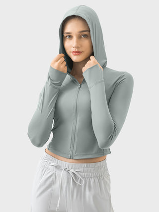 Millennia Zip Up Hooded Long Sleeve Active Outerwear Trendsi