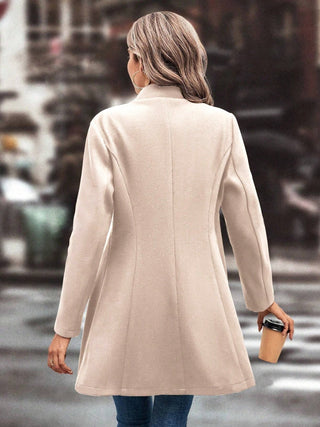 Collared Neck Long Sleeve Longline Coat - Divacious